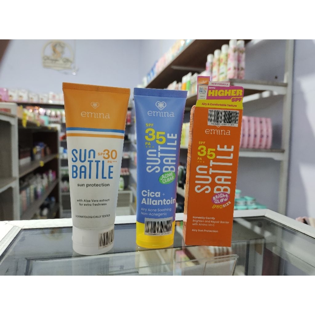 Sunscreen Emina (Sunscreen emina sun battle SPF 30, Sunscreen emina SPF 35 Acne Clear, Sunscreen Emi