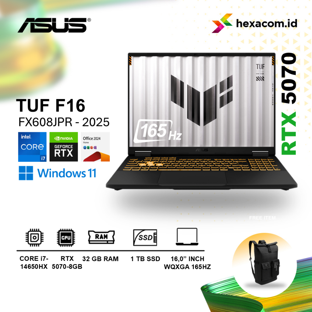 Asus TUF F16 FX608JPR i7 14650HX RTX5070 32GB 1TB SSD 16 inch WQXGA 165HZ Windows 11