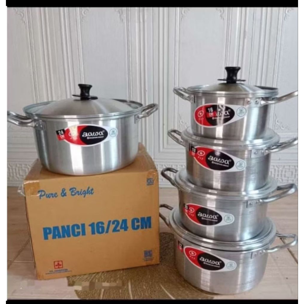 Panci Jawa berbahan aluminium tebal.1 set isi 5 pcs