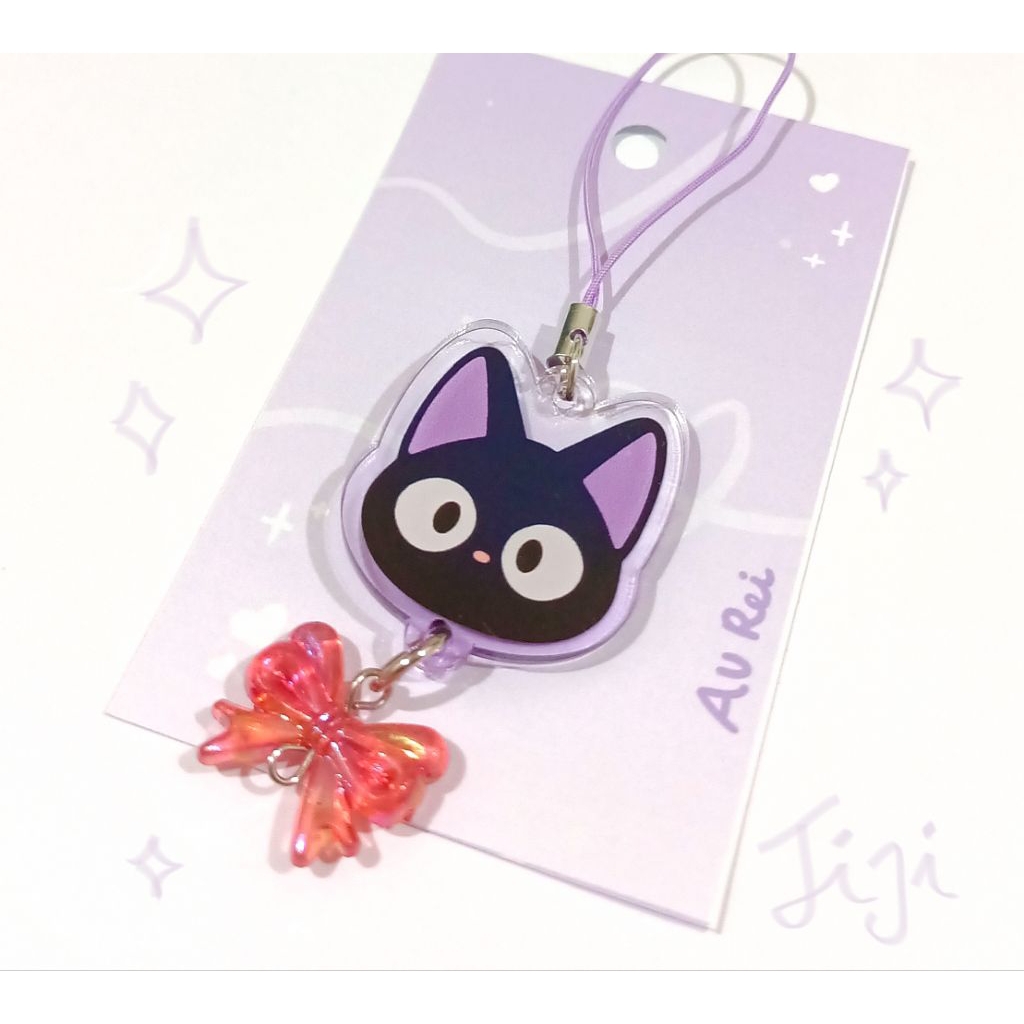 Jiji Bow phone straps cute | Ghibli phone charm fan merch by au rei