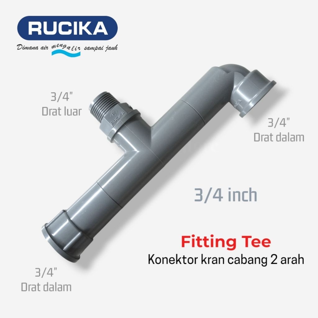 RUCIKA Konektor Sambungan Cabang Kran 2 Arah Fitting Kran L Drat Dalam 3/4 Inch