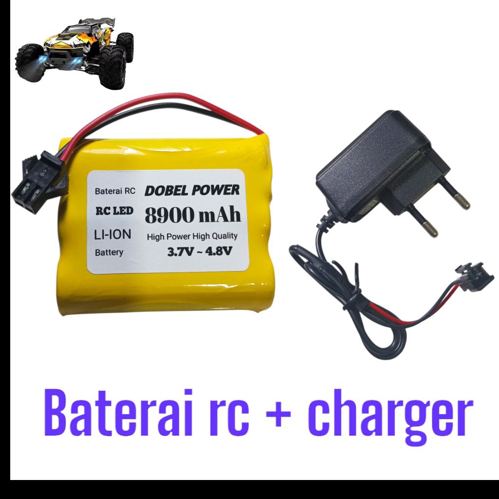 OCTO_PANDA - BATERAI RC + ADAPTOR CHARGER OTOMATIS 8900MAH A2 TRIPLE 3.7-4.8V TAHAN LAMA