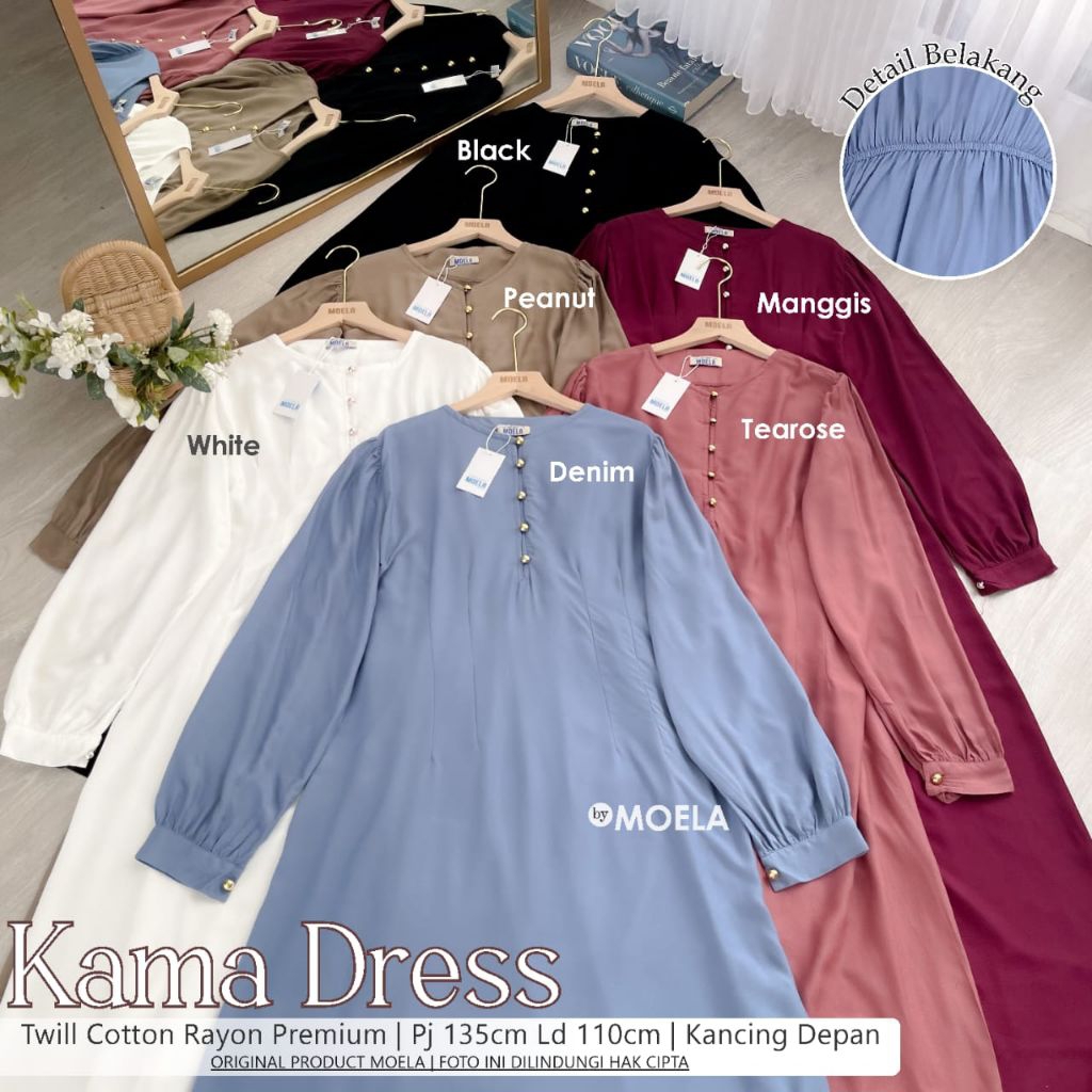 Kama Dress Gamis Polos Jumbo Allsize Busui Premium Catton Rayon Original Ori Moela Berlabel