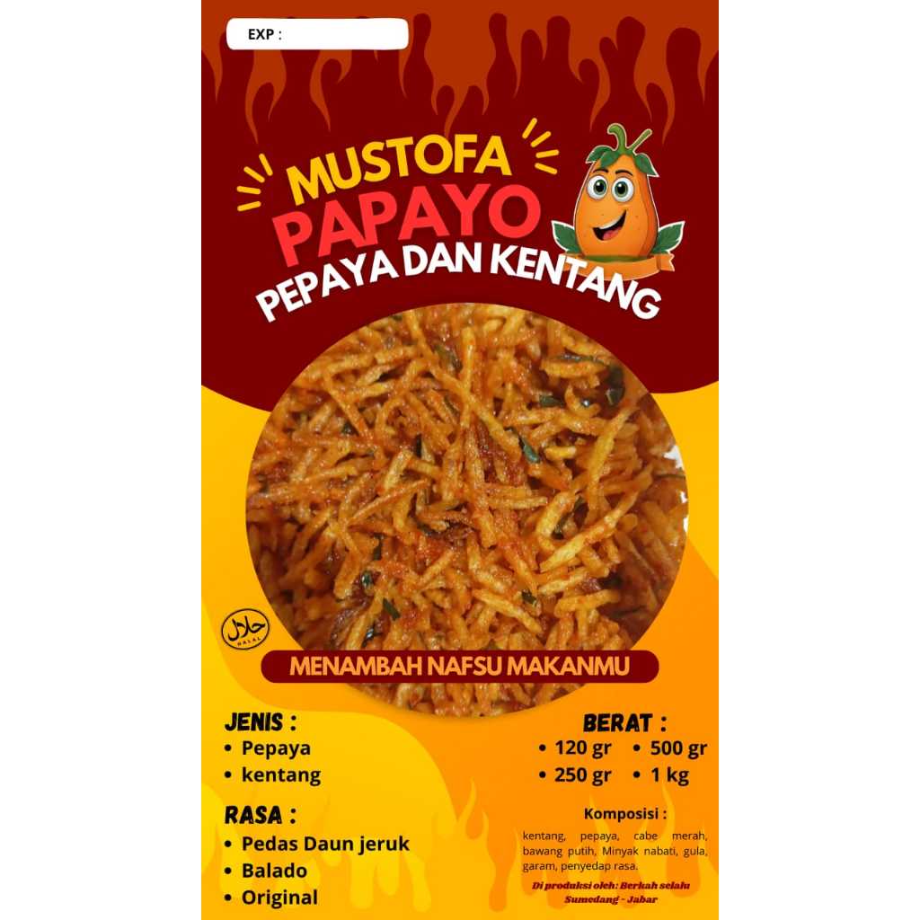 

STIK MUSTOFA 500 GRAM/KENTANG MUSTOFA PREMIUM 500gr/KERING KENTANG MUSTOPAKERING/Kentang Mustofa Mustopa Kering Pedas 250 gr