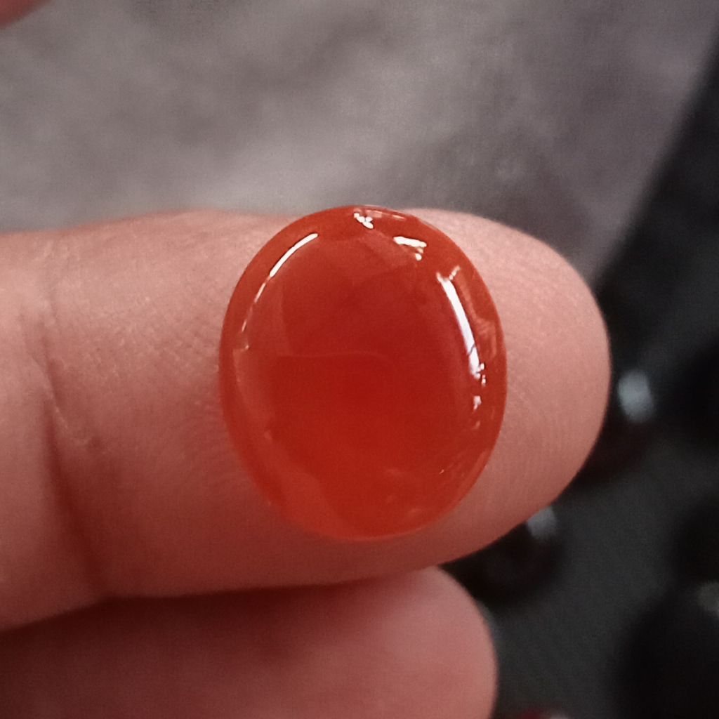 Batu Red Baron serat kura - Redish Orange Carnelian anti dyed