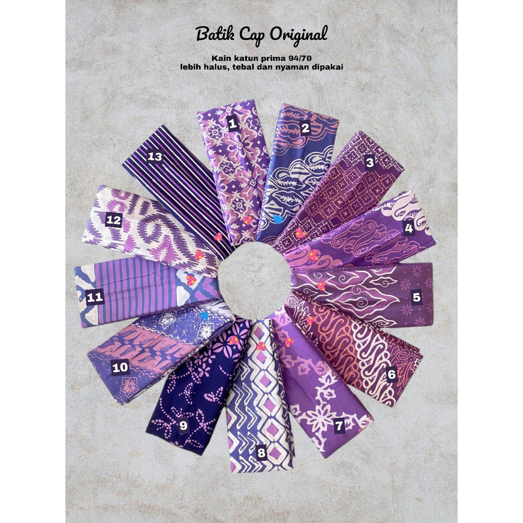 Kain batik cap pekalongan kain batik soft ungu lilac purple