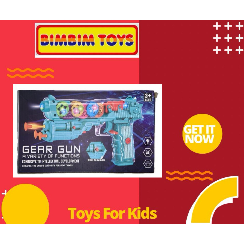 MAINAN PISTOL BONDUS HJ608 GEAR, MAINAN PISTOL ANAK MENYALA DAN BERSUARA