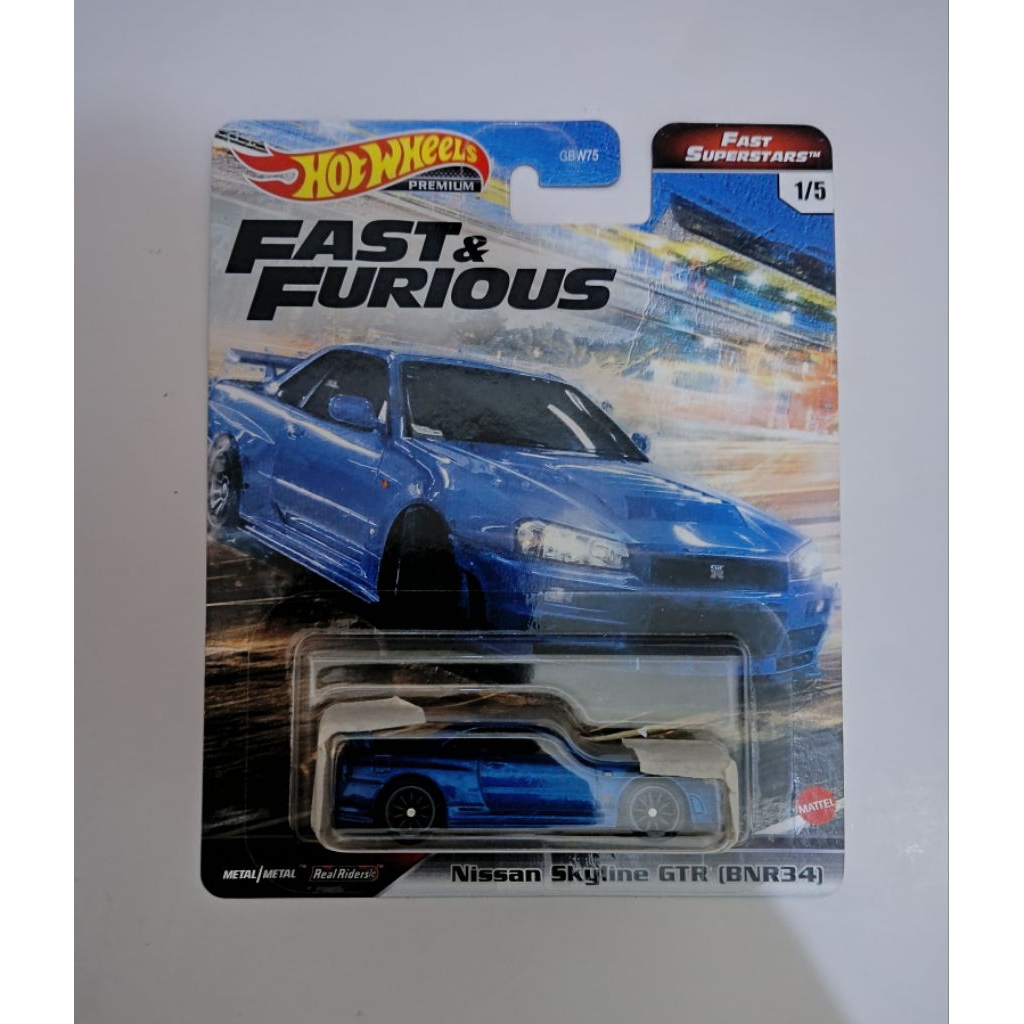 Hot Wheels premium fast superstar Nissan GT-R R34 fast and furious [bubble ada crak tipis] free prot