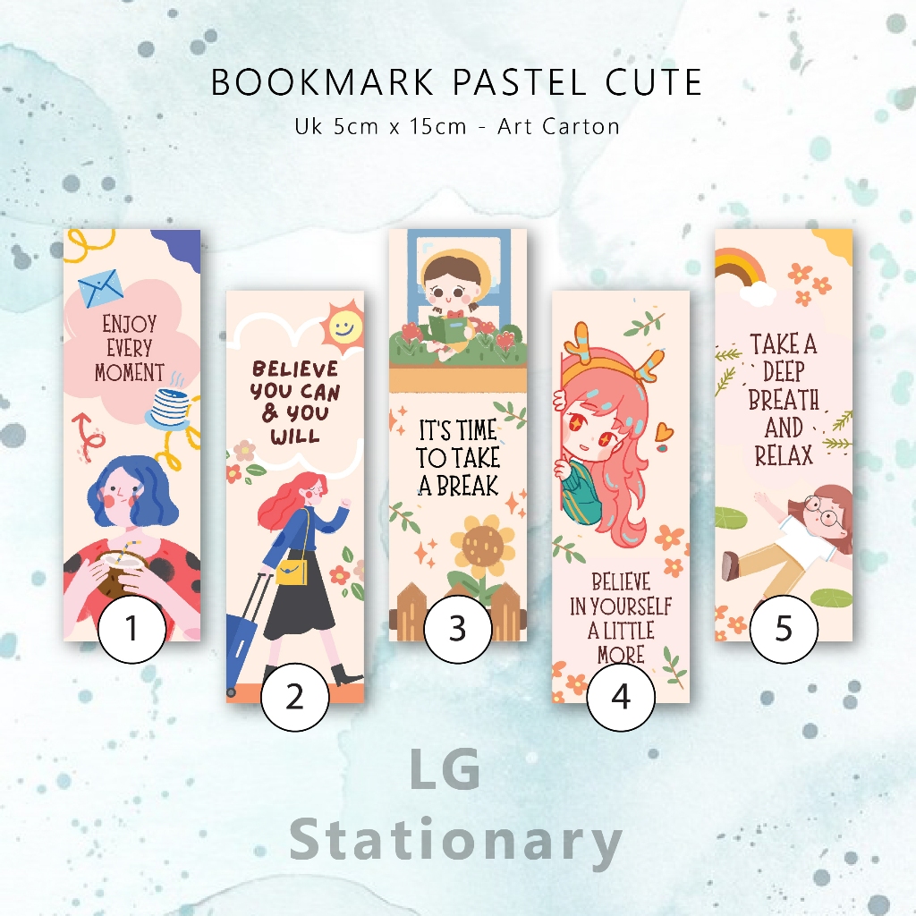 

Pembatas Buku Pastel Cute Aesthetic / Bookmark 5 x 15 (Set)