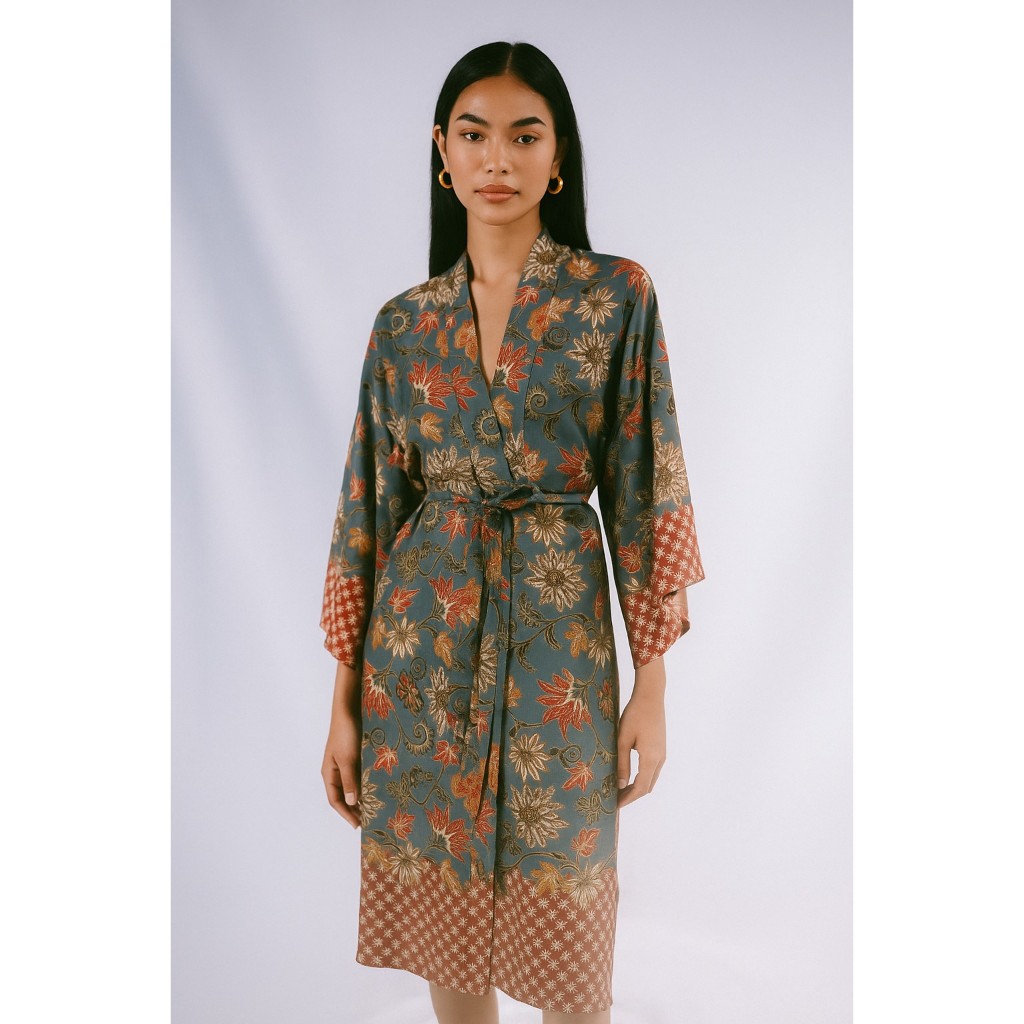 Kimono Satin Batik Bali | Pria Wanita Baju Tidur/Mandi Motif Batik | Souvenir Khas Bali