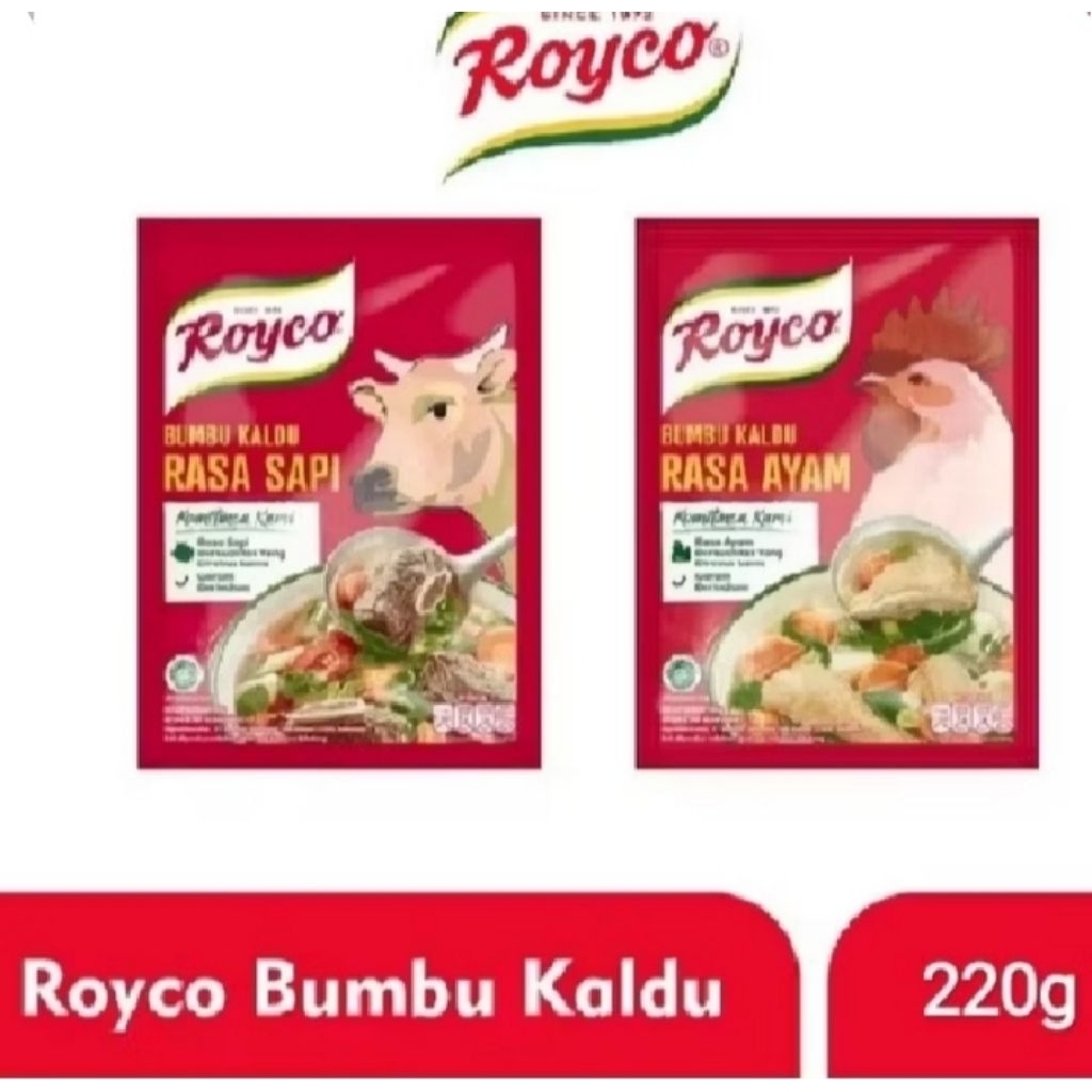 

Royco Formula Baru BUMBU KALDU Penyedap Makanan, Penyedap Rasa Beryodium 220G