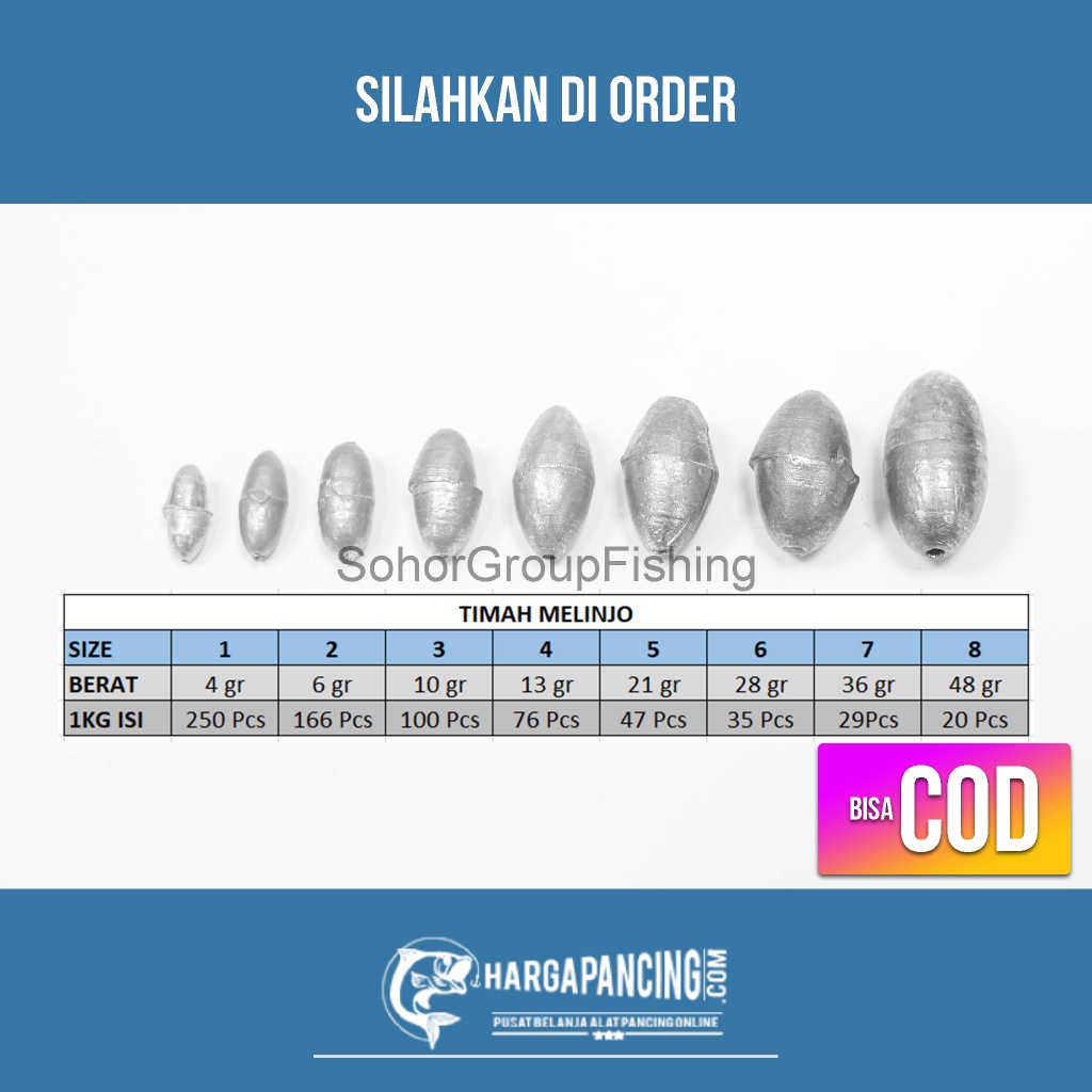 Timah Pancing 1KG Bentuk Melinjo Untuk Pemberat