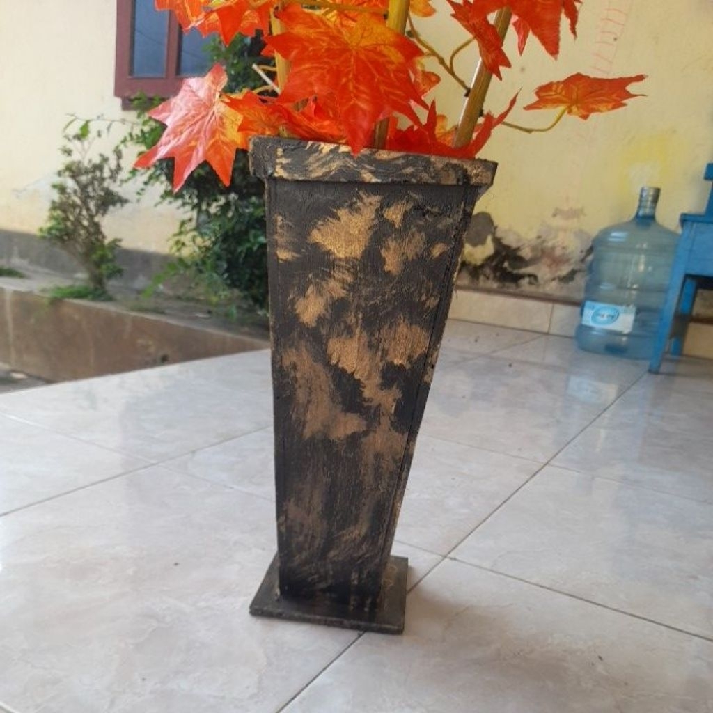 pot kayu bunga plastik, vas kayu, bunga hias, pot bunga artificial flowers, pot murah