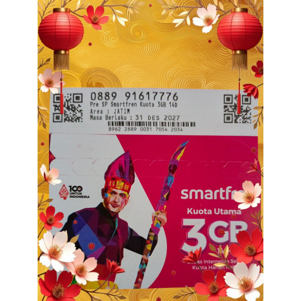 nomor cantik smartfren isi kuota 3gb 14hari 88 99 161 777 6