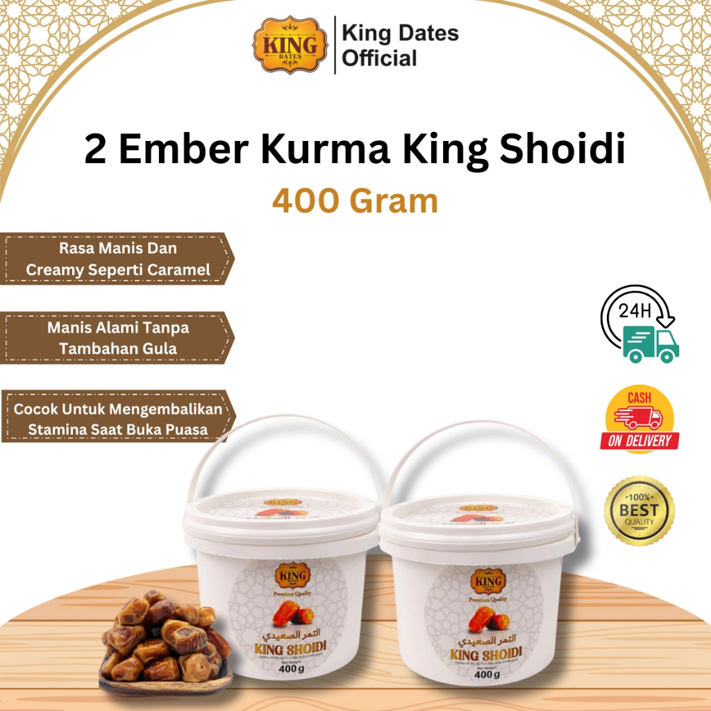 

PAKET 2 Kurma Shoidi 400gr Kurma King Shoidi Kemasa Ember