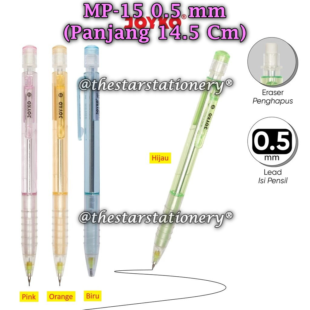 

(1 Pak/12) GROSIR Pensil Mekanik JOYKO MP-15 0.5 mm Mechanical Pencil Joyko MP-15 (Pak/12)