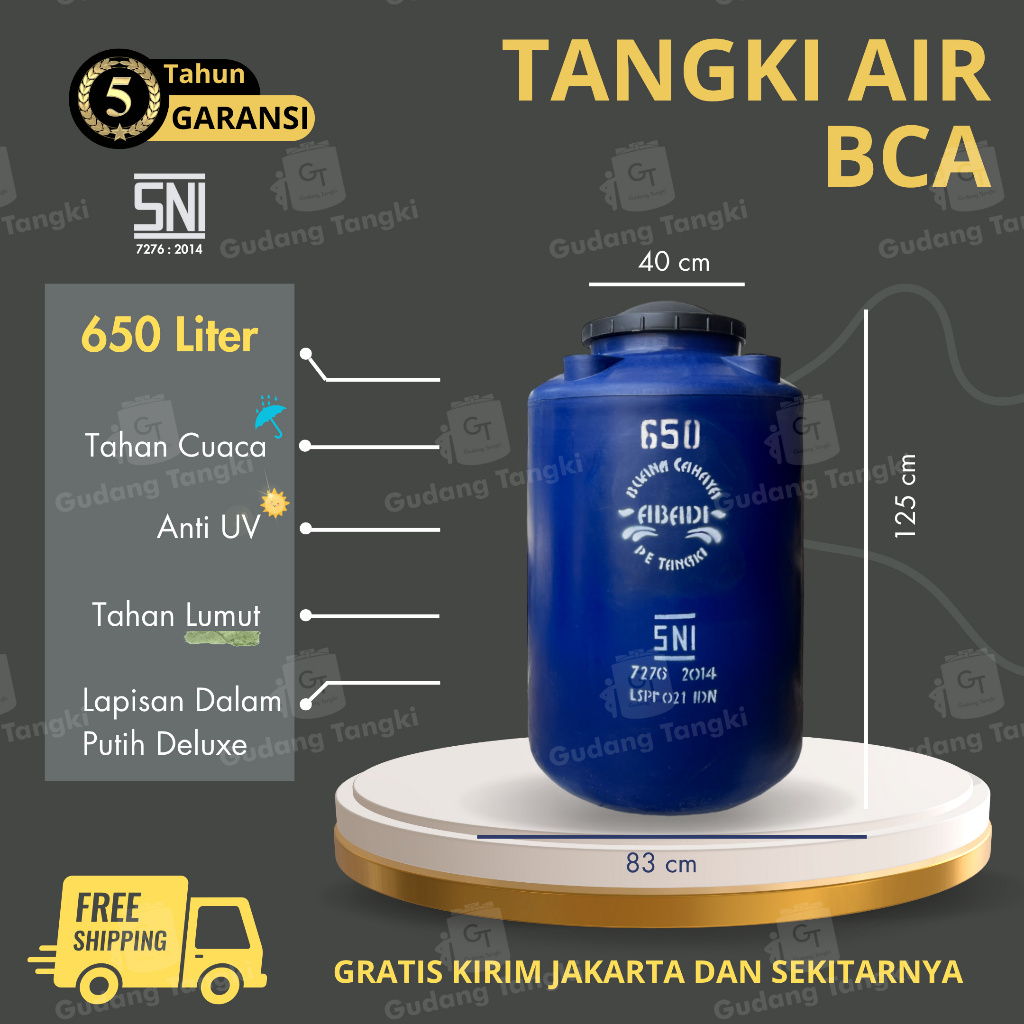 Tangki / Toren Air 650 Liter Buana Cahaya Abadi BCA T6 Murah