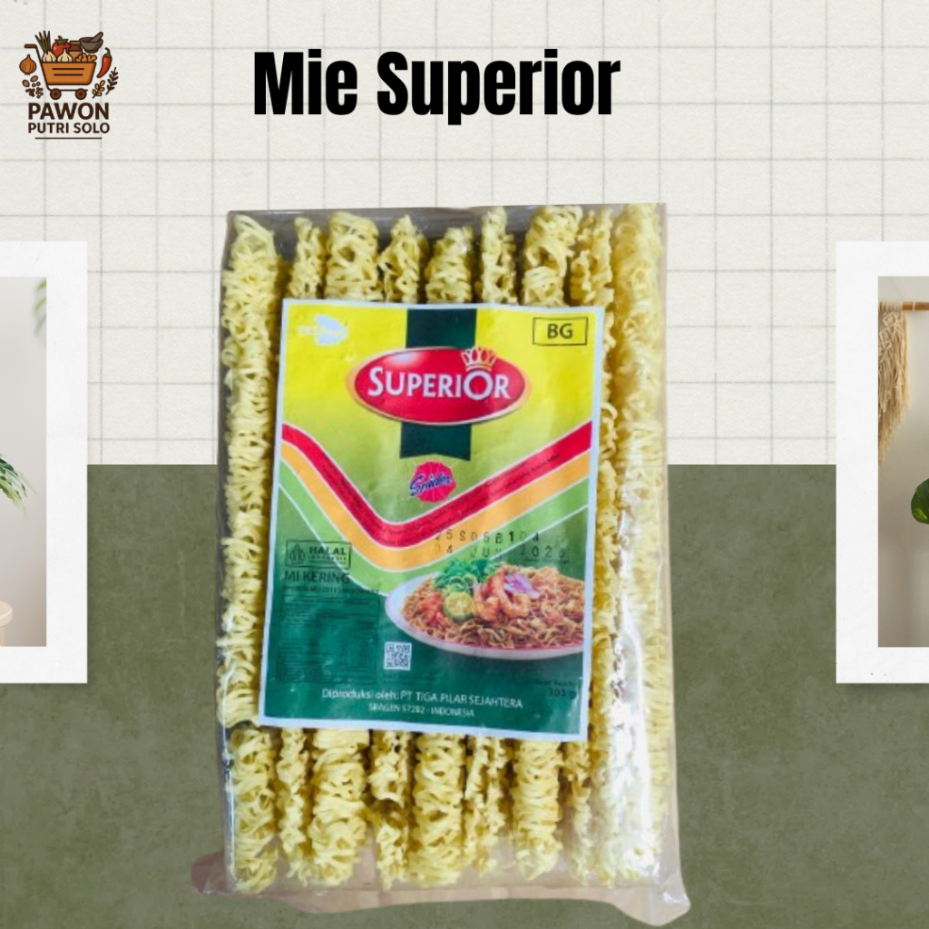 

Mie Kering Superior Mie Keriting 303gr (1 kg muat 4 pc Mie Superior)