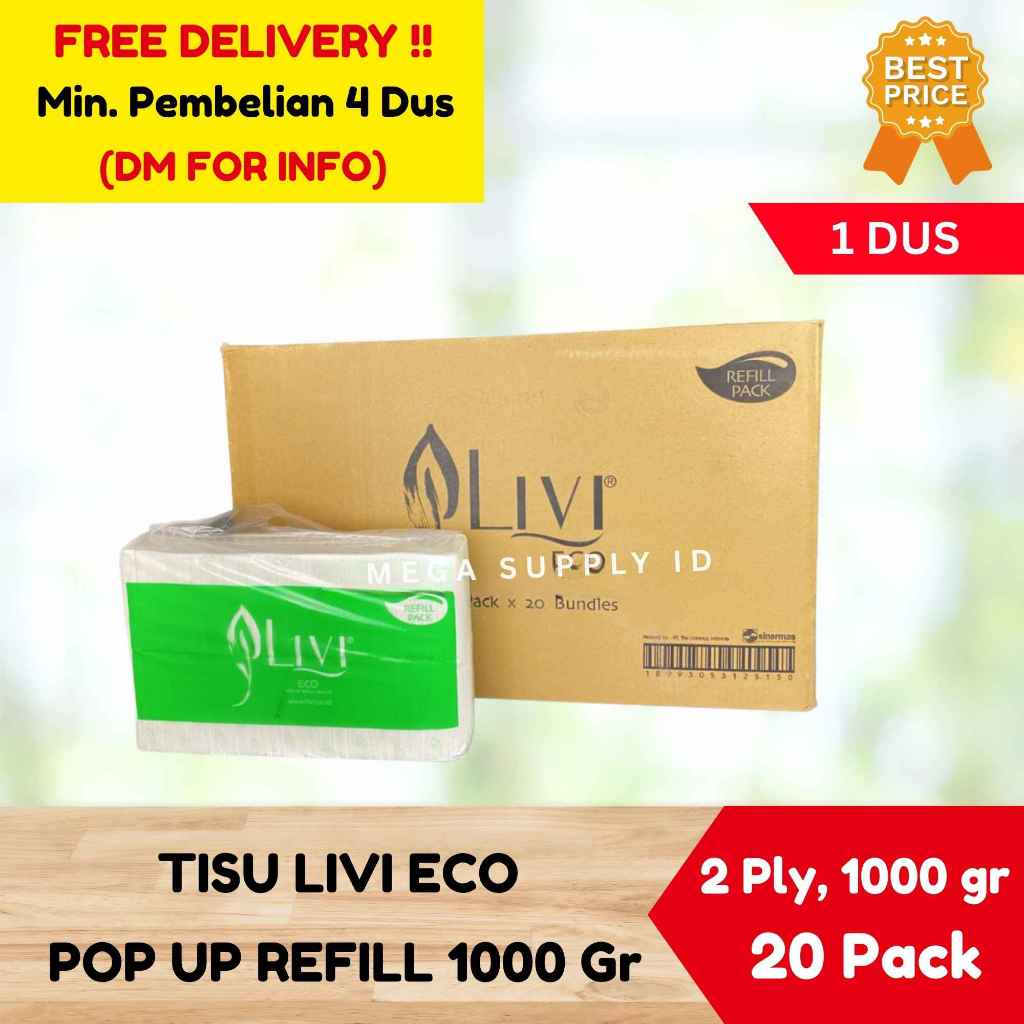 TISSUE MURAH [PAKET 1DUS] TISSUE LIVI ECO POP UP REFILL | LIVI ECO POP UP 1000GR