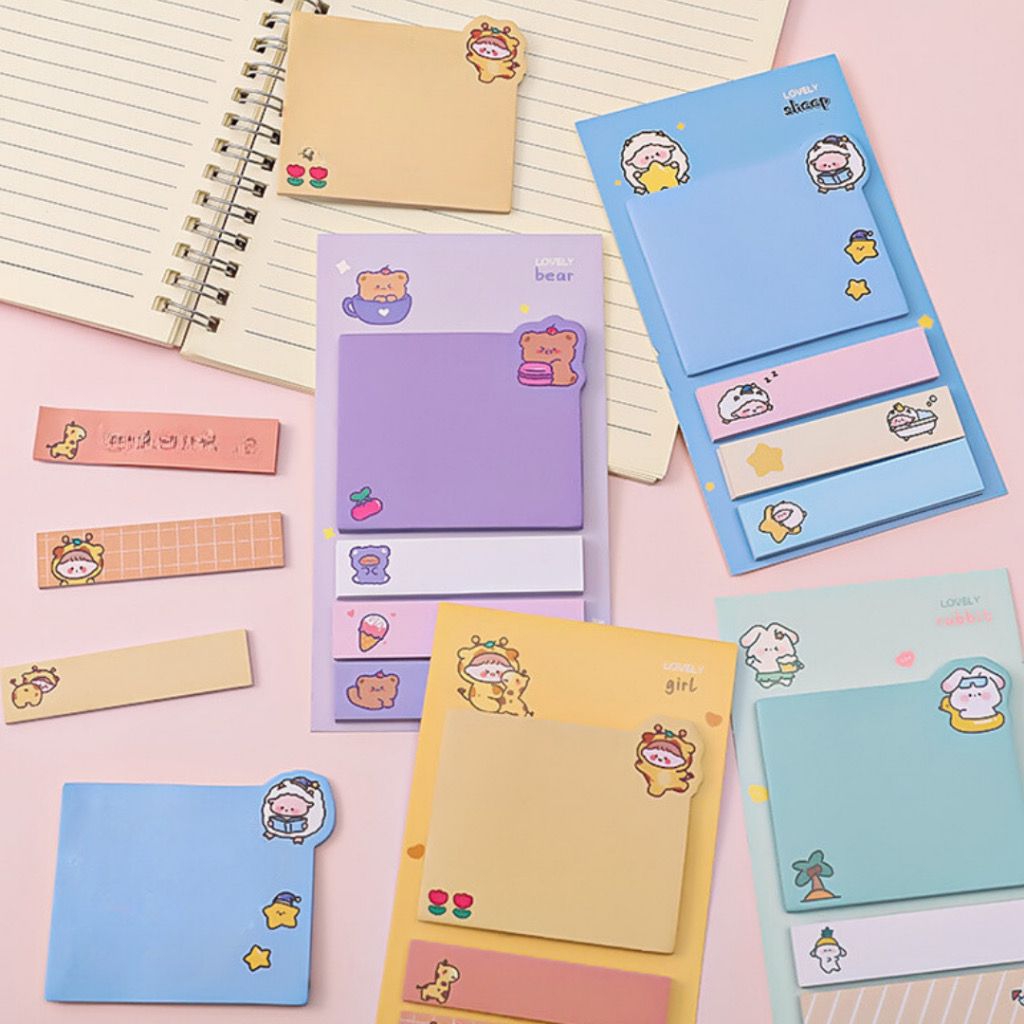 

memo pad sticky notes mix, sticky notes karakter memo pad karakter lucu