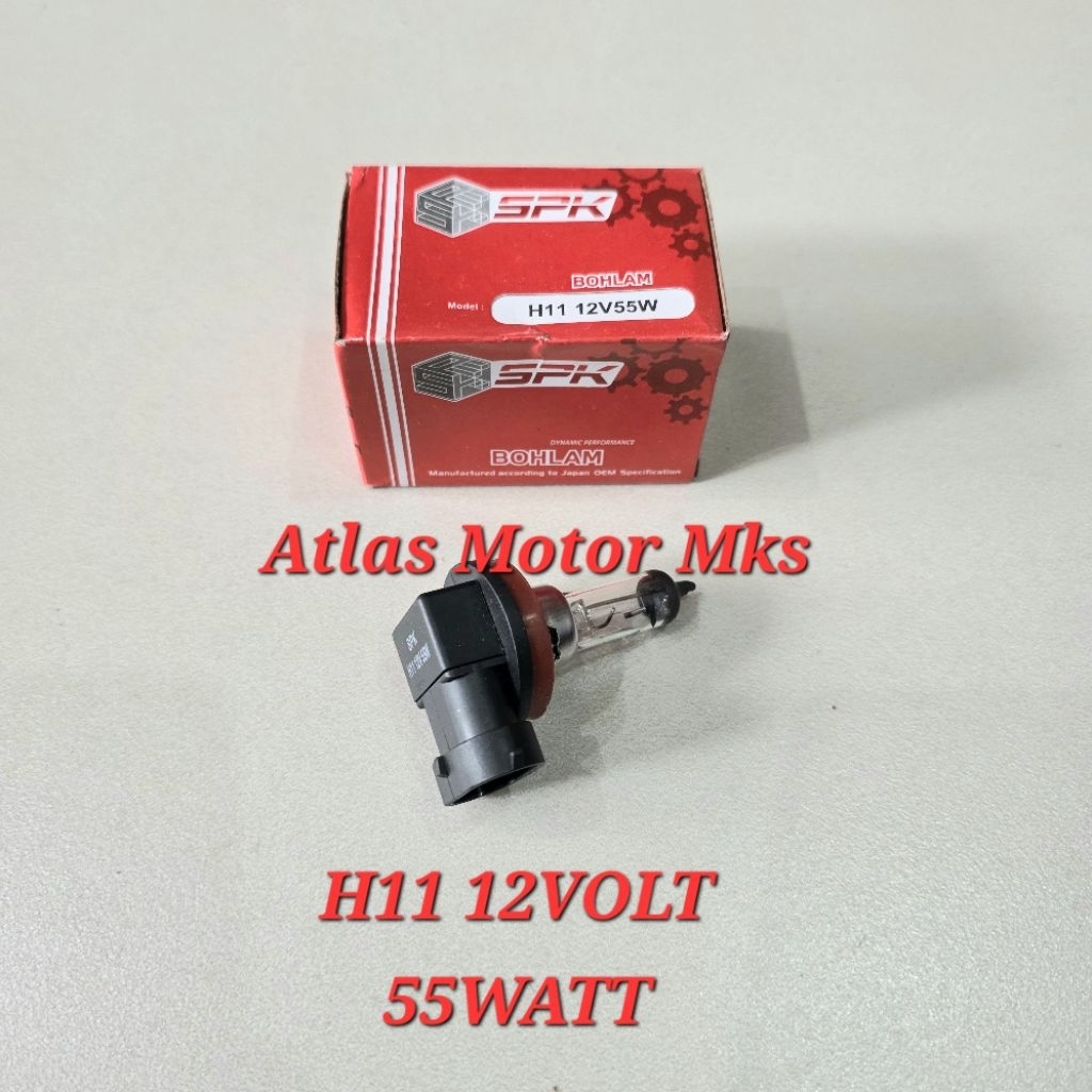 [1PC][SPK H11 12V 55W] BOHLAM LAMPU HALOGEN H11 12V 55W  UNIVERSAL SEMUA JENIS MOBIL TYPE HALOGEN H1