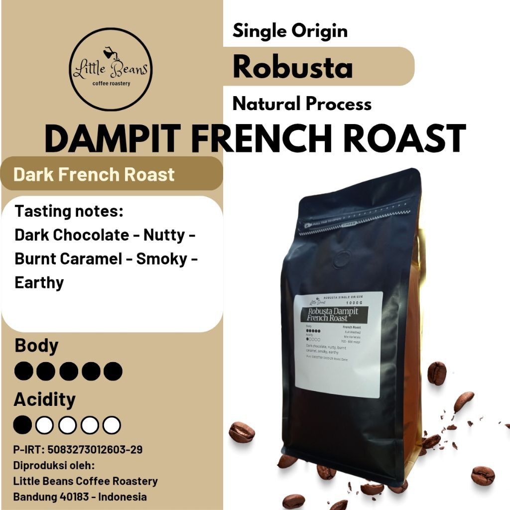 

Kopi Robusta Dampit Dark French Roast 1kg/500gr/250gr Biji/Bubuk