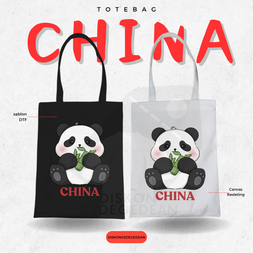 Diskongedegedean Totebag China Souvenir Tas Oleh Oleh Beijing Kanvas Resleting 10