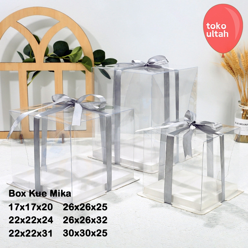 

Box Kue Mika Tranparan Bening Kotak untuk Tempat Cake / Tart Ulang Tahun Dasar Putih (Kotak Kado)