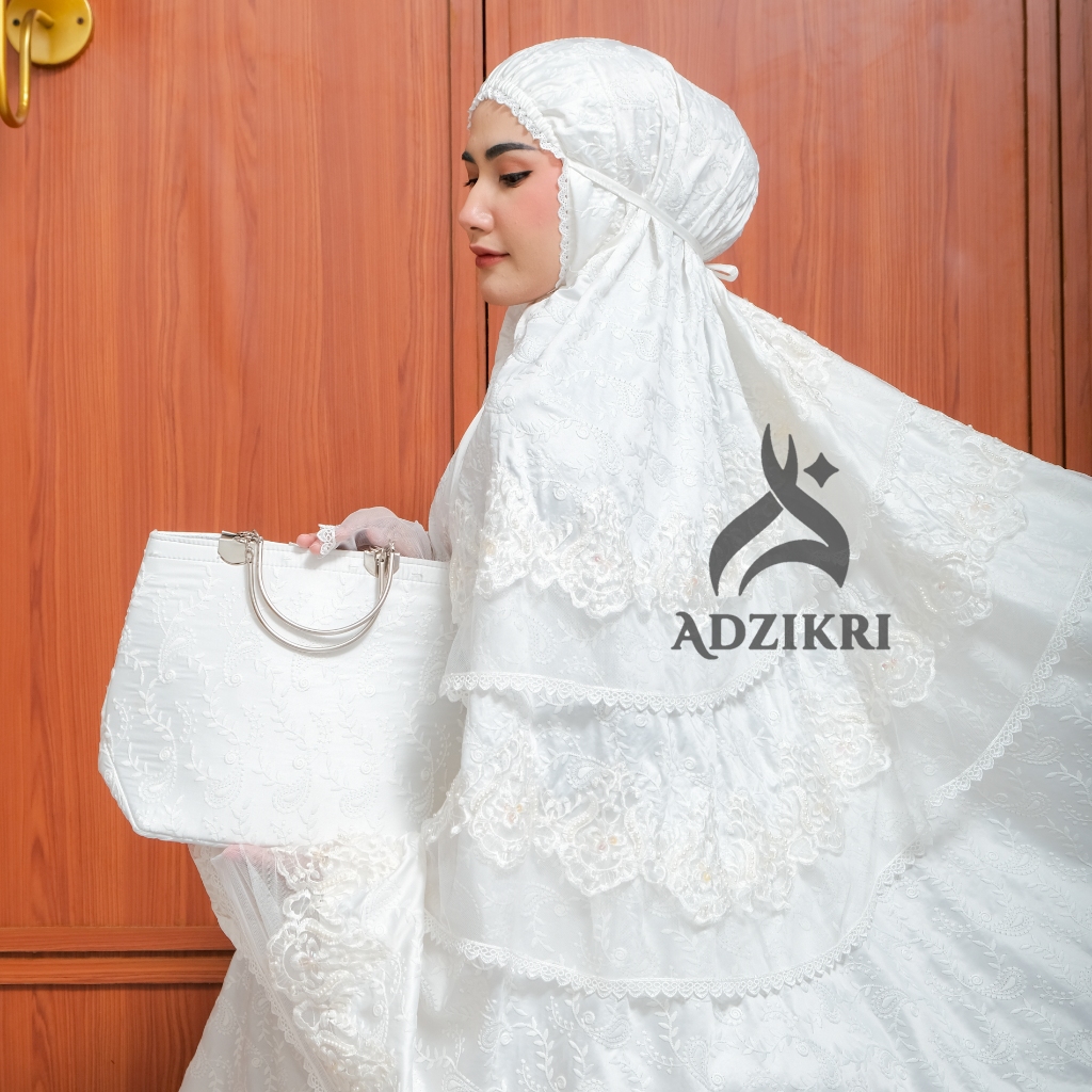 ADZIKRI - Mukena Dewasa Premium Prada Pengantin Kalung Susun