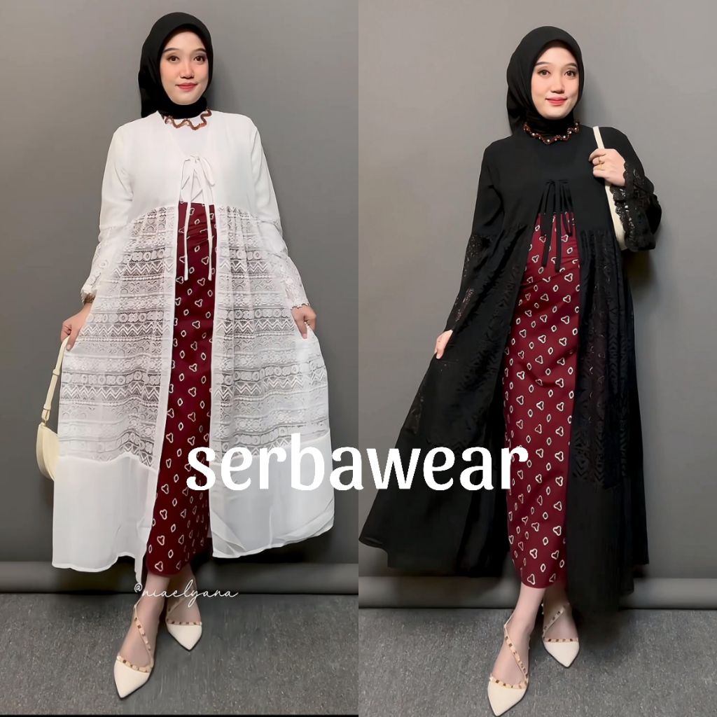 Ajila Outer Tunik Ceruty Mix Brukat BY SERBAWEAR | Ada jumbo LD120 | Outer Brukat | Outer Kondangan 