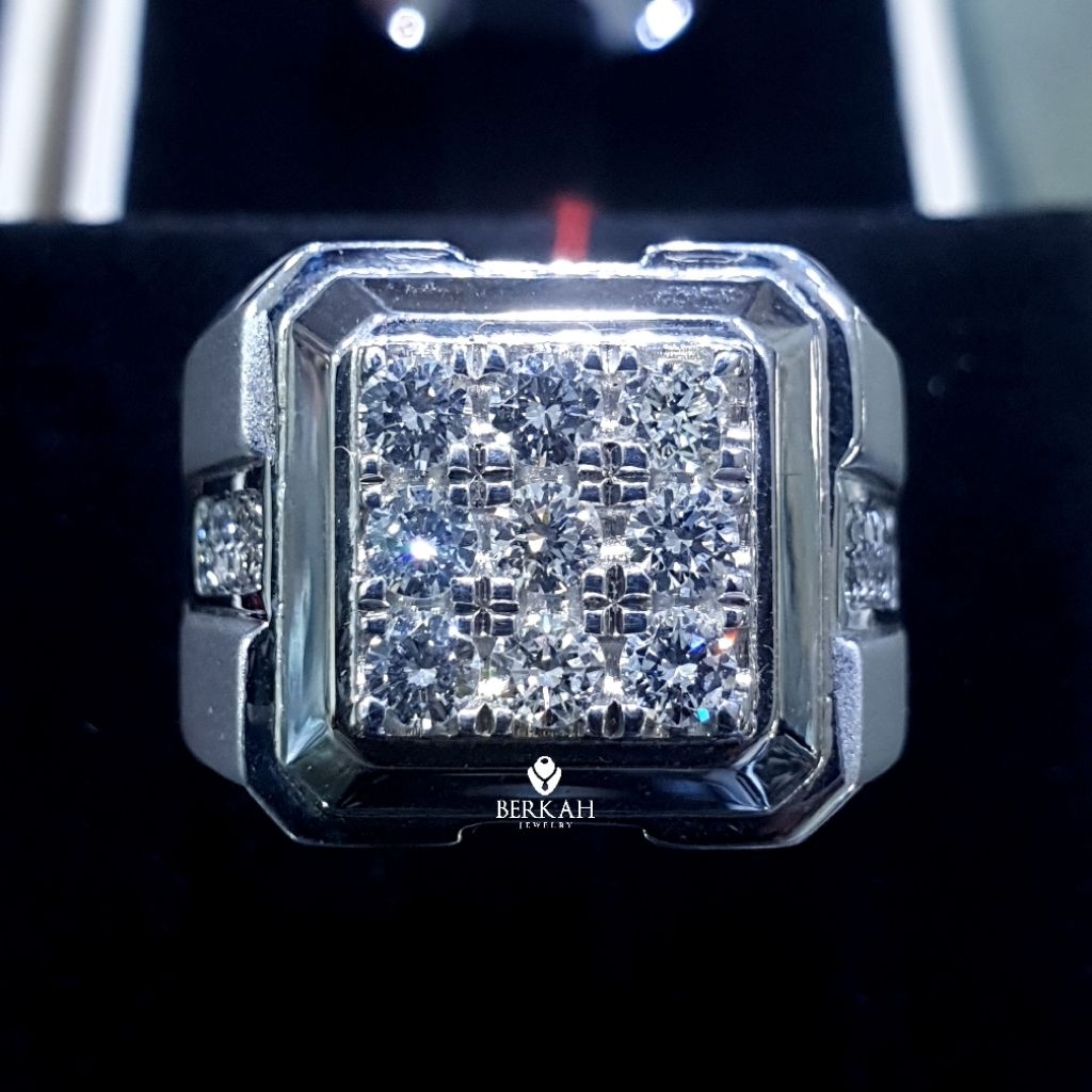 Mens Ring Cincin Pria Perak Palladium Berlian Asli 100% Natural Diamond FREE SERTIFIKAT