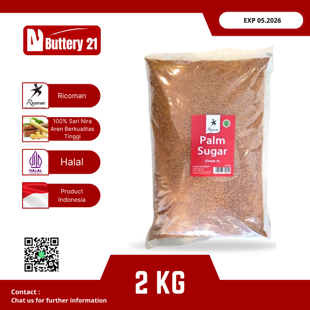 

RICOMAN PALM SUGAR 2 KG/GULA NIRA GULA SEMUT GULA AREN PREMIUM GRADE A