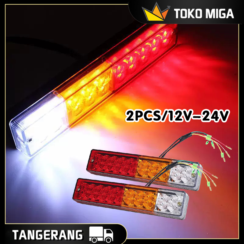 2PCS Lampu Belakang Truk Universal Stop Lamp Truk 12V 24V Lampu Stop Truk 24 Volt 12 Volt Hemat Ener