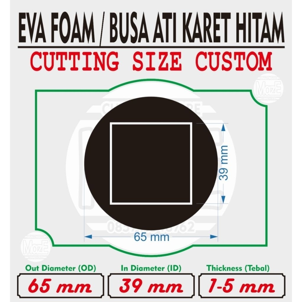 

Eva Foam Hitam OD65mm X ID39mm Busa Ati Karet Custom Cutting Spon Sponge Bulat Kotak Lem Tempel Adhesive