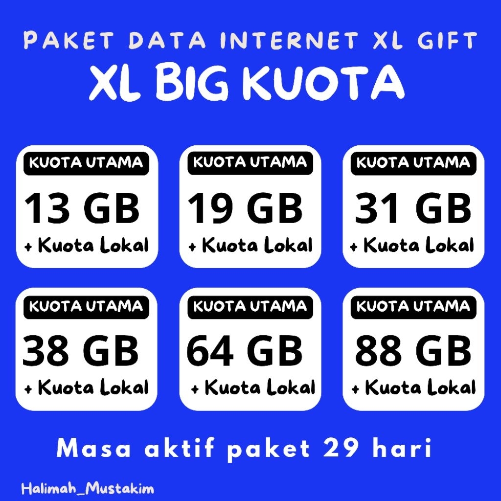 Isi ulang XL Big Kuota dan Axis Big Kuota 28 hari | Full Kuota pribadi  | Combo Gift | Paket Jumbo X