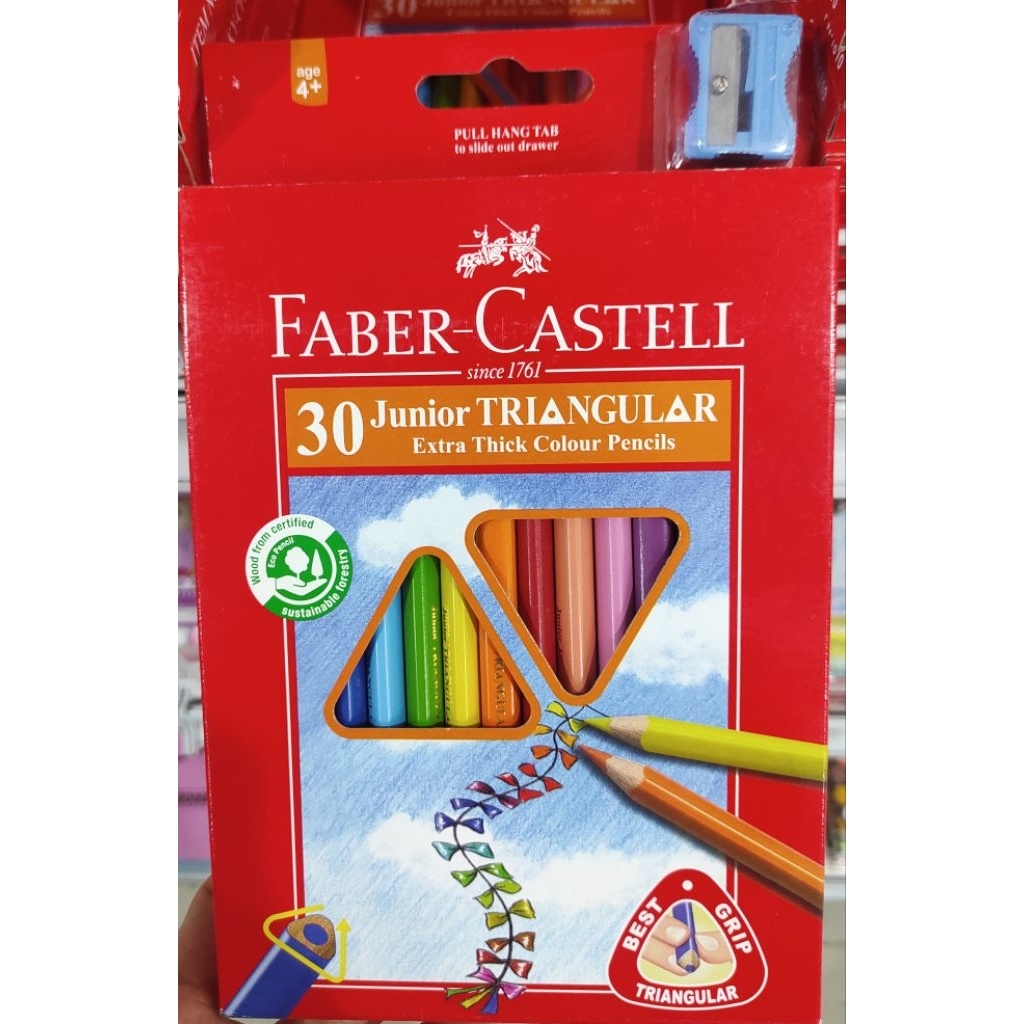 

Faber Castell 30 junior triangular extra thick colour pencils pensil 30 warna fpz