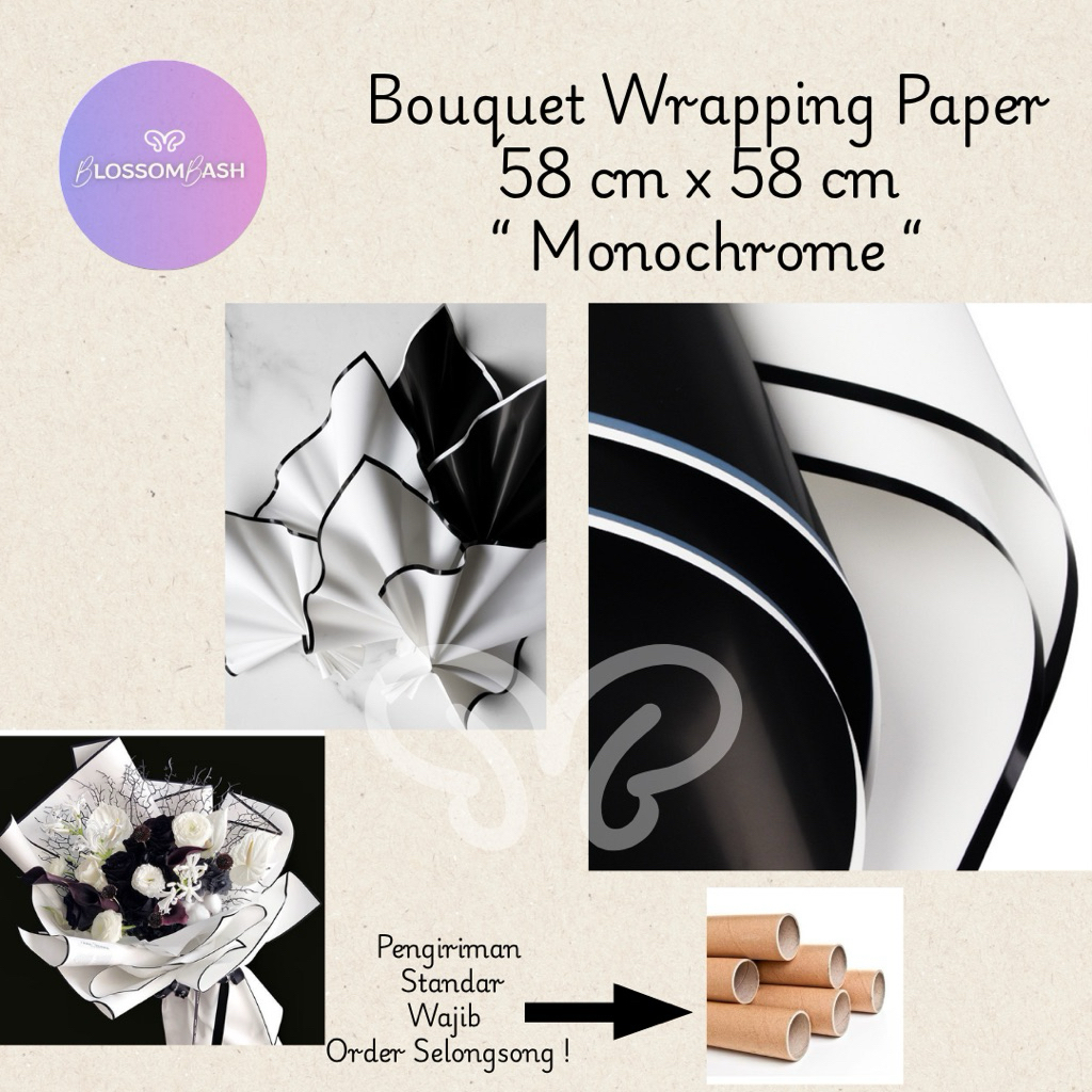

[Per Lembar] Monochrome Wrapping Paper / Kertas Buket Monokrom