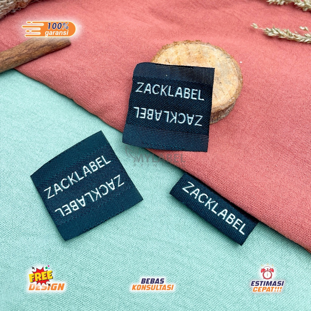 Mylabel Woven slip Label ajut Label bajuLabel Custom Free design woven bordir  label lipat