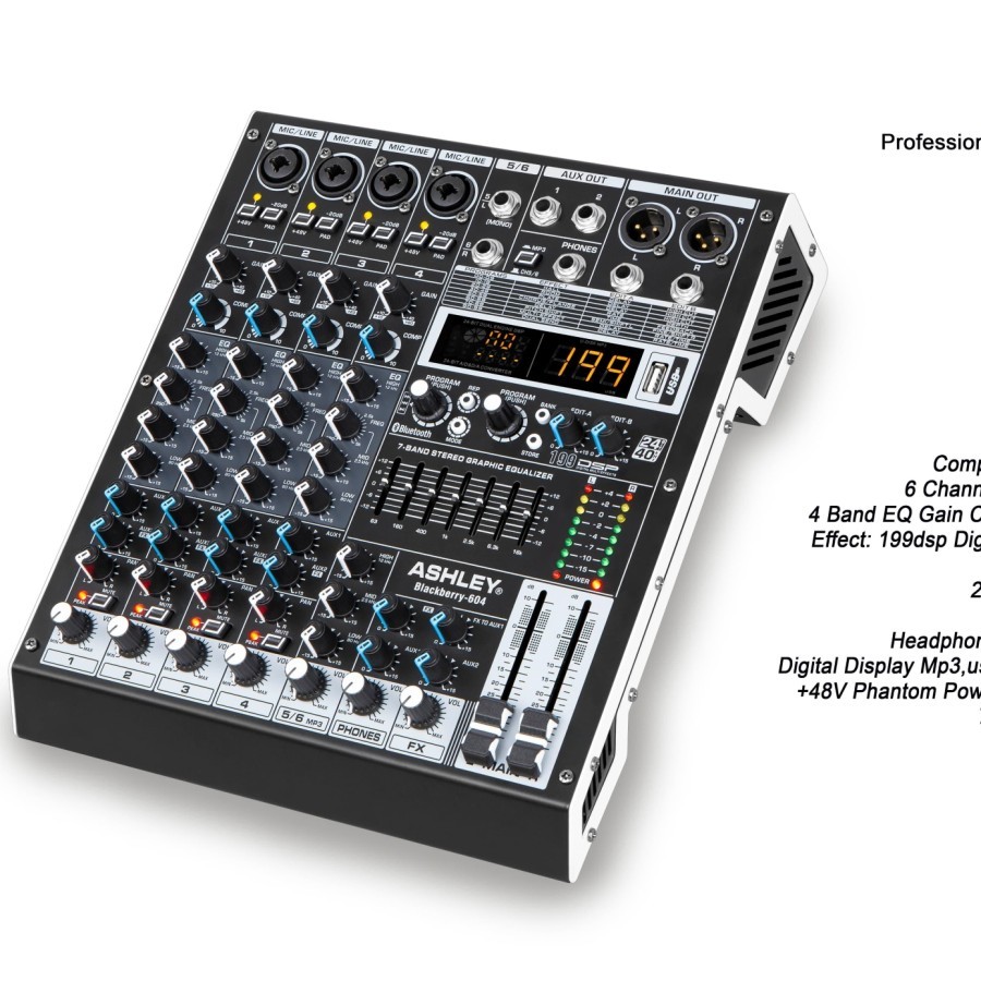 Mixer Ashley BlackBerry 604 Original 6 Channel Bluetooth Efek DSP TERBAIK