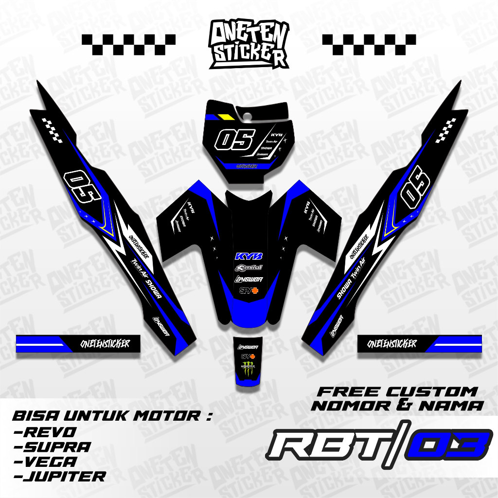 STICKER STRIPPING RBT VEGA R NEW SEMIFULL STICKER CUSTOM TRAIL MOTOR BEBEK RBT 03 | ONE TEN STICKER