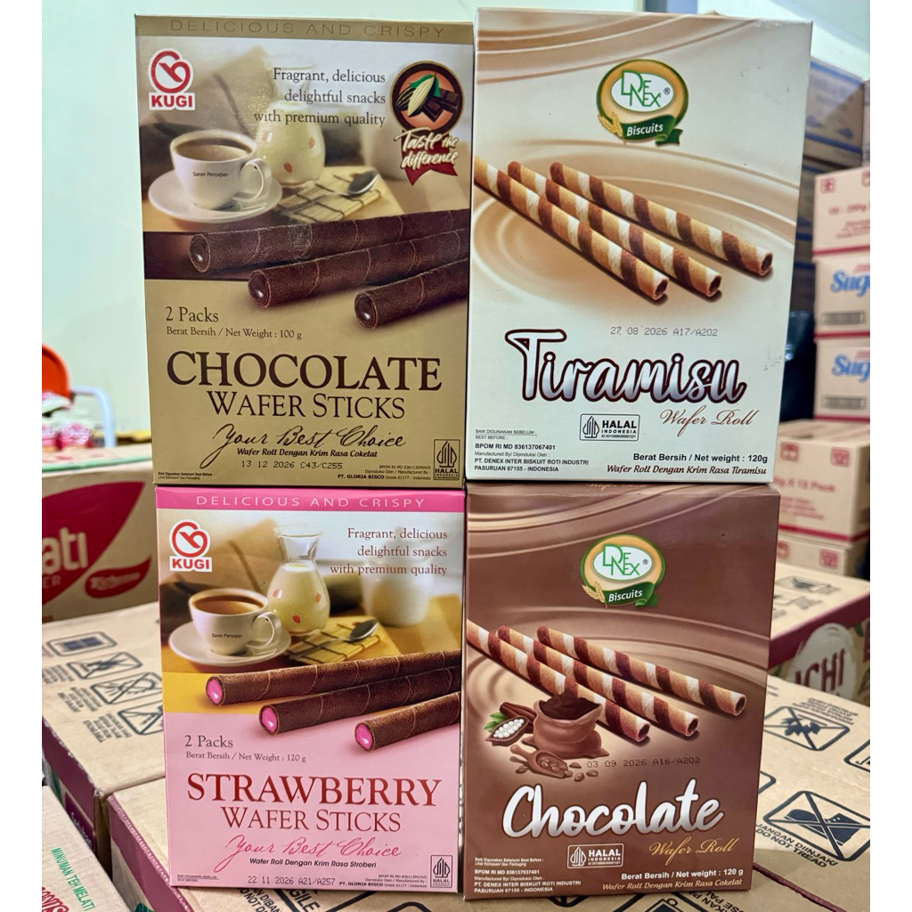 

Kugi Wafer stik 100gr / Denex wafer roll 120gr ECCER per pcs