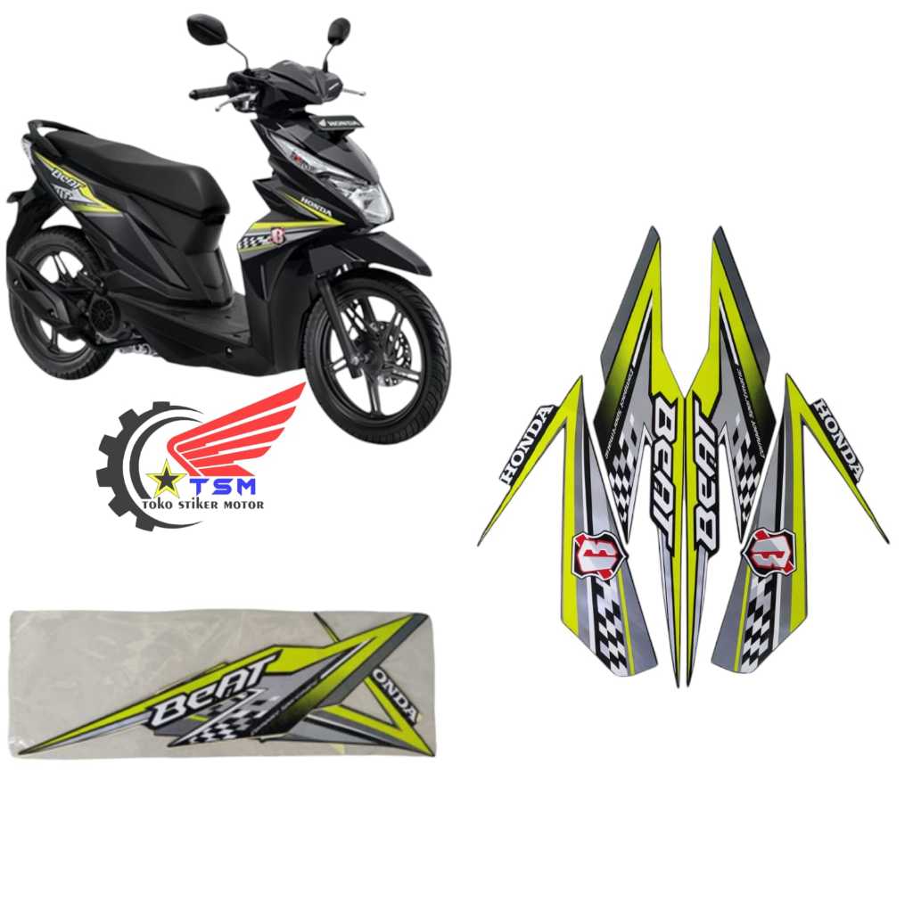 STICKER STRIPING FULL SET LIST BODI HONDA BEAT FI ESP TAHUN 2018 WARNA HITAM STABILO