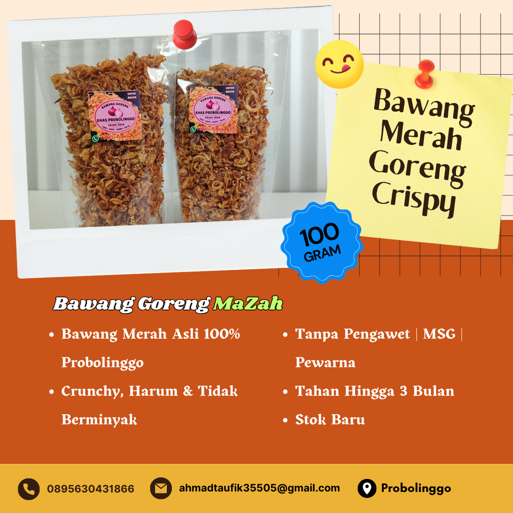 

Bawang Goreng Probolinggo / Brambang Goreng Probolinggo Grade-A [ 100 Gram ]