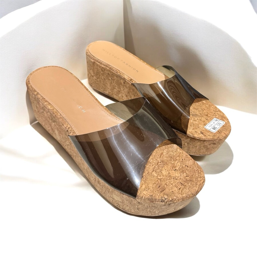Ag20A Hilltop Fashion Wedges Mika Polos Bening Tinggi 5Cm