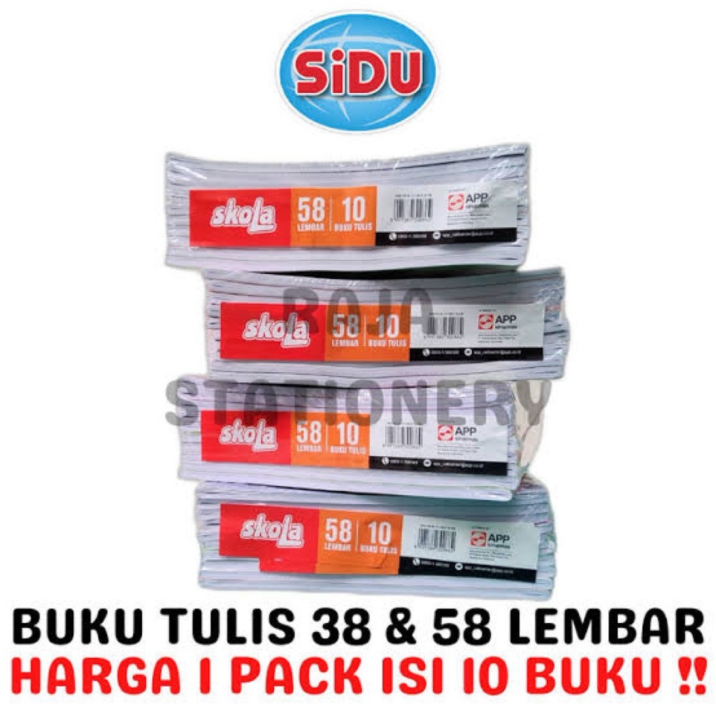 

Buku Tulis SIDU 1 Pack Isi 10 | 38 Lembar & 58 Lembar – Buku Sekolah Murah