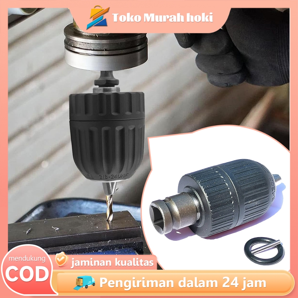 Adapter Impact Wrench Chuck Bor Kepala Bor Keyless Cordless Chuck Bor Full Metal Listrik Chuck Bor