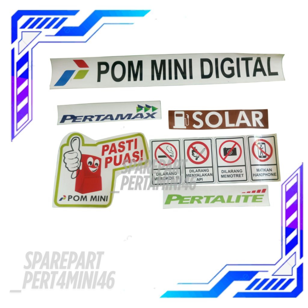 Set Stiker 3 Nozzle Pertalite,Pertamax Dan Solar Pom Mini Digital Pertamini