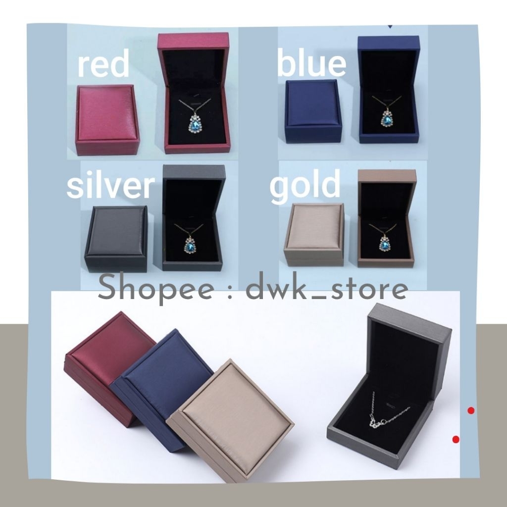 Box Kalung / Tempat Kalung / kotak Perhiasan Kalung Emas Mewah Bahan Leather Silk Premium Necklace B