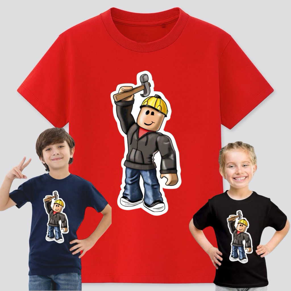 KAOS ANAK KARAKTER ROBLOX ICONS “BUILDER FIGURE WITH HAMMER”