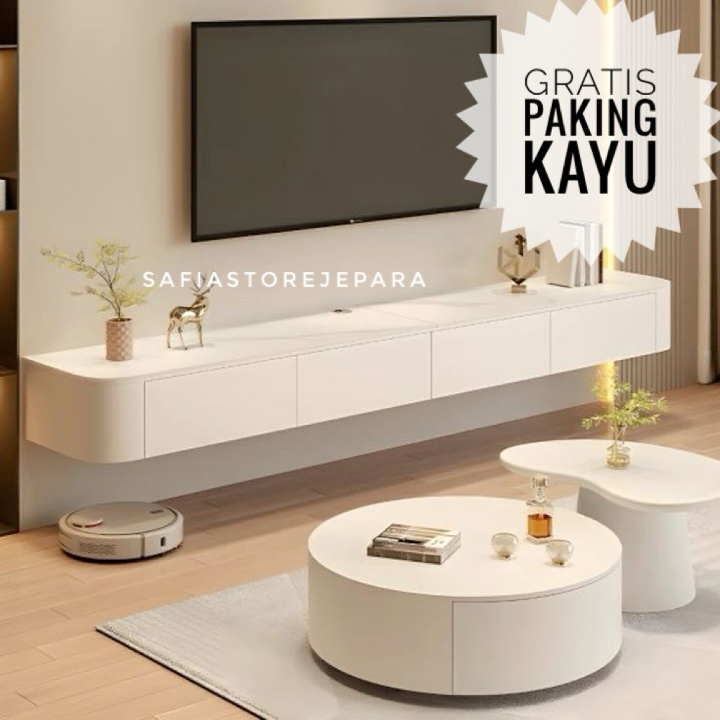 Meja Tv Gantung Minimalis Hemat Ruang / Meja Tv Terakit Jepara / Meja Tv Minimalis Untuk Kamar Atau 